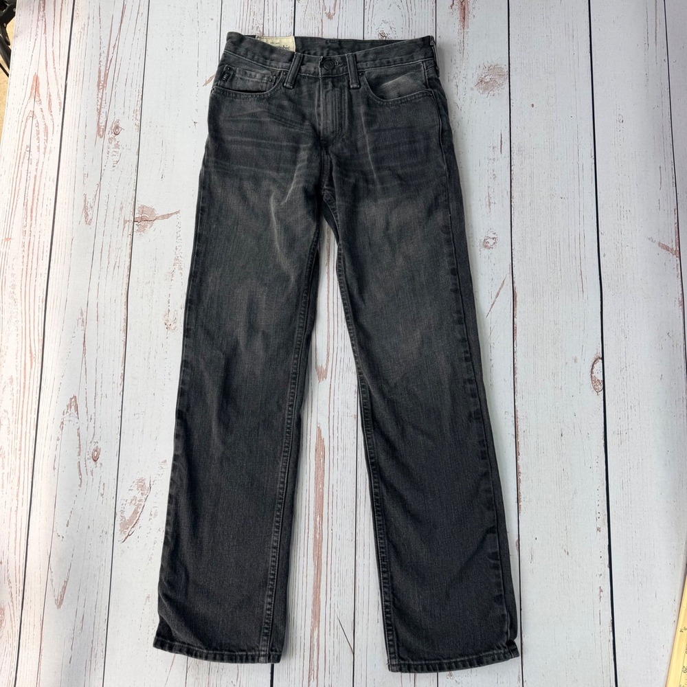 Abercrombie Kids Boys Size 16 Slim Faded Black Denim Straight Leg Jeans